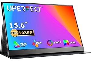 UPERFECT Upgrade 15.6" Portable Monitor, 2000:1 CR 1080P IPS Matte USB-C Mini HDMI External Travel Second Screen w/VESA & Smart Cover for Laptop/PC/Phone/Tablet, Compatible with Mac/PS5/Xbox/Game