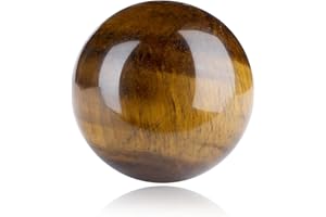 Sahoottie Tigerauge Stein Kristallkugel 40mm Natürlich Kristalle Edelsteine Wahrsager Kugel Heilenden Kristallsteinkugeln für Heimdekoration Meditation Reiki Chakraausgleich Dekoration Geschenk