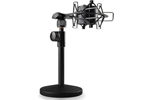 Rigych AT2020 Soporte Micrófono Mesa de Escritorio de Altura Ajustable Soporte Móvil, con Shock Mount y Tornillo Adaptador, Base de Metal para Audio Technica AT2020 AT2020USB AT2020USB+ AT2035 Micro
