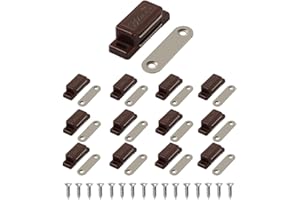 LOCKIMO Calamita Porta, Chiusure Magnetica per Armadietti, Mobili, Cassetti Chiusura Magnetica con Calamita per Ante e Credenze (12 Pezzi, Marrone)