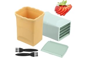 MUYAPAY Taglia Frutta, 2 Pezzi Taglia Verdure, Multifunzionale Acciaio Inossidabile Affettatrice Manuale, Press Cup Slicer, per Frutta Gadget Da Cucina pour Préparer une Salade de Fruits