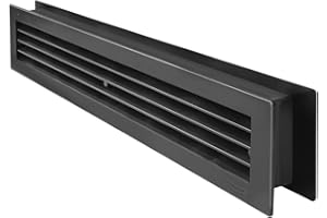 La Ventilazione PT489N Griglia di Ventilazione in Plastica Rettangolare 480x98 mm Telescopica, Nero