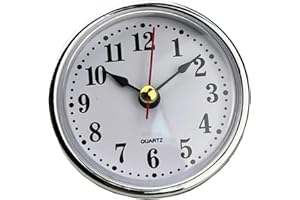 Nlinlin Mini Silver Clock Insert, 2-1/2Inch 65mm Round Quartz Movement, White Face with Silver Tone Arabic Numerals Clock Hardware