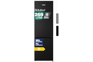 Heinrich´s Kühlgefrierkombination 269 Liter, Kühlvolumen 198L, Gefrierfach 71L,LED Beleuchtung,Kühlschrank Türanschlag wechselbar, leise 39dB,große Tiefkühlboxen, 7 Temperaturstufen, (schwarz-inox)