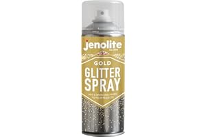 JENOLITE Transparentes Lackspray mit Goldglitter - Fügt jeder Oberfläche ein Glitzer-Finish hinzu, perfekt für Rahmen, Schmuck, Skulpturen und Bastelprojekte - 400 ml