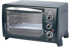 DCG MBN24 - Forno elettrico, termostato regolabile, ventilato, spia luminosa, 4 posizioni di calore, Nero/Grigio, 1380 W, 24 litri, 44 x 29 x 30 cm