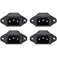 sourcing map Panel Mount Plug Adapter AC 250V 10A C14 3 Pins IEC Inlet Module Plug Power Connector Socket Straight Pack of 4