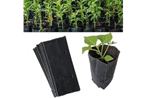 HpLive 100 bolsas gruesas para plantas, bolsas de plástico para jardín de infantes con agujeros transpirables, bolsas de plantas para plantas de semillero, para cultivo de flores, frutas y plantas