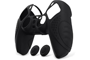 eXtremeRate PlayVital Cover Custodia per ps5 Joystick Controller Skin Silicone Antiscivolo Protettiva con Gommini Copri Levette Analogiche-Guardian Edizione,Nero