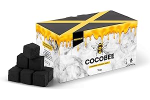 DISPAU Presenta COCOBEE 1KG Carbón Natural de Coco Premium para Cachimba, BBQ, Shisha y Barbacoas - Briquetas en Cubos 27x27x27mm 54 Unidades