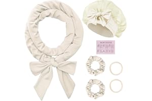 BUTBU 6 PCS Rizador Sin Calor para Cabello, Heatless Hair Curler con Gorro de Dormir, set de Peinado DIY con Banda Rizadora, Lazy Curler Set, No Dañará el Cabello, para Cabel-lo Largo y Corto, Beige