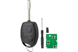 GZXNKEY 433MHz 4D63 Chip Remote Key For Ford Fiesta MK6 2002 - 2008 / Ford Focus Fiesta Fusion Transit Connect Key fob 3 Buttons with FO21 Blade Screwdriver Key Ring