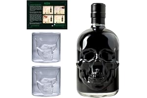 ‎HAMLET Totenkopf Absinth Set | Shot of Death | 1x Schwarzer Absinth Hamlet Hardcore Black von ALANDIA | 2x Skull Gläser | 69% | 0,5 l