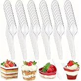 Heavy Duty Plastic Spoons, 10.7 cm Transparent Reusable Spoons for Ice Cream, Coffee, Desserts (100, Transparent Teaspoon)