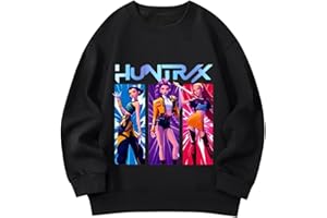 Genérico Sudadera Huntrix Anime para niñas Top Casual Manga Larga para niñas con Estampado de Animados con Estampado de Manga Larga Sudadera niños Top Casual