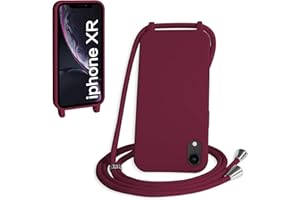 WenBaby Handykette für iPhone XR Hülle mit Band,Handyhülle mit Schnur zum Umhängen Silikon Seil Necklace Schutzhülle mit Kordel Tasche Case TPU Bumper für iPhone XR- Rot