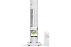 aeco AirX SPIN Turmventilator mit Fernbedienung 3 Geschwindigstufen 7H Timer 35w mobiler Lüfter Oszilation 60° Säulenventilator Standventilator luftkühler 76CM Tower Fan mit Speicherfunktion