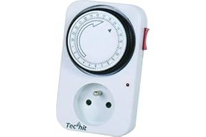 TEC HIT 730200 - Programmateur mécanique journalier avec interrupteur - Segment de 30 mn - 3500 W - En ABS - Blanc