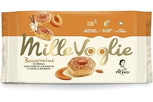 Matilde Vicenzi - Bocconcini di Pasta Sfoglia, Croccanti e Delicati, Snack Dolce di Raffinata Pasticceria Ripieno di Farcitura di Albicocche e Vaniglia Bourbon, Confezione da 90 gr
