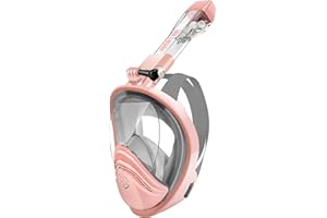 HINATAA 180°Full Face Snorkel Mask,Double Floating Ball Design Anti-Leak Free Breathing,Full Dry Anti Fog Breathing System Snorkeling Mask,Professional Snorkeling Set