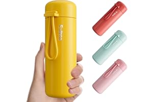 Exllena Botella Térmica Pequeña 200ml – Mini Botella de Acero Inoxidable sin BPA, Aislamiento Térmico 4-6 Horas con Diseño Portátil y Hermético(Amarillo)