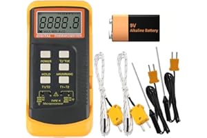 Mengshen Termómetro Digital Tipo K, 2 Canales Con Sensor De Sonda De 4 Termopares -50~1370°C (-58~2498°F) °C °F Escala Kelvin Medidor De Temperatura Portátil Conmutable