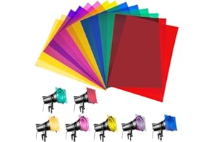 LAISHUNHE 7 Farben 14 Stücke Scheinwerfer Farbfolien Farbfilter Folie Scheinwerfer Farbfolie Farbkorrektur Farbfilter Farbfolien Gel Farbkorrektur Folie Farbfilm Folie 29,7 x 21cm