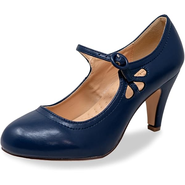 St? Mary Jane Pumps Square Toe Chunky Heels Rhinestone Zelaprox Square Toe Mary Jane Heels - St? Punk Style With Rhinestone Buckle & Chunky Heel Chunky Heel Pumps