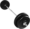 Set D'Haltères Courts 40 Kg Physionics – 2 Barres Acier, Disques Plastique, Fermoirs Étoile – Pour Fitness Maison