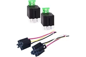 HARPIMER Relé de Fusible de Encendido/Apagado de 12 V, 30A automóvil 4-Pin Fusible Montaje zócalo con Cables de 14 AWG para Servicio Pesado, Paquete de 2