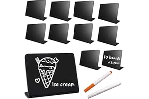 WHATUNEED Mini letreros de pizarra de pie, letrero de tiza acrílica para alimentos, fácil de escribir y limpiar, para marcadores de tiza líquida y tiza, pequeño mensaje de plástico, números de mesa