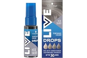 Schwarzkopf LIVE Colour Drops Ice Silver Temporary Hair Dye, 30ml, for Colour that Lasts 2-12 Washes, Silver Hair Dye