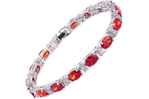 RIZILIA Orecchini di gioielleria tagliato multi colore per la scelta Gemstones Fine CZ 18K oro bianco placcato [18cm / 7inch] Braccialetto da Tennis semplice eleganza moderna [sacchetto di gioielli liberi]