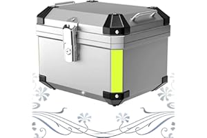 WNANCH 57L 45L Gran Capacidad Baúl De Moto, Caja De Moto para 2 Cascos Portacascos, 10 Kg De Carga, Topcase Maletero De Moto (Color : Plata, Size : 57L)