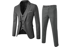 YOUYING Completo da uomo 3 pezzi Slim Fit monopetto giacca gilet pantaloni blazer set casual business party abiti da matrimonio