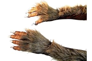 shoperama Lange Werwolf Handschuhe mit Krallen und Fell Krallenhand Klauen Dämon Monster Kostüm-Zubehör