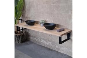 Live Distance Shopping MyTimber® Solid Oak Washbasin Top 4 cm Thick Oak Planks Ideal for Countertop Sinks Tree Edge or Straight Edge (Straight Edge - Untreated, 60 x 50 cm)