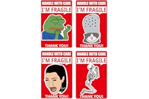 1step2dream Funny Fragile Stickers for Shipping Moving | 4 Humorous Design for Handle with Care, 2×3 Inch Suitable Labels for Package