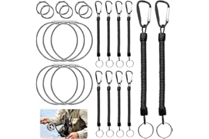 LANSKYLAN 10 Pezzi Portachiavi Spirale Elastico Portachiavi a Molla Spirale con Moschettone Portachiavi Estensibile Corda a Molla Spirale per Escursionismo Arrampicata Ciclismo e Pesca, Nero