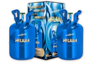 Lot de 2 Stations de Gonflage pour 100 ballons Hélium 99,9% de gaz - Bonbonne Jetable, Idéale pour des Anniversaires, Mariages et Baptêmes - Gonflez vos ballons avec SPARKLERS CLUB®