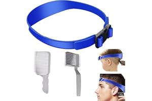 KASESSS Neckline Shaving Template and Barber Comb Set, Fade Guide Adjustable, Silicone Curved Haircut Band Home Hair Cutting Tool Hair Cutting Guide for Man Hair Trimming Guide for DIY Haircutting