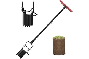 FLORA GUARD Bulb Planter Tool Long Handle, Serrated Base Gardening Bulb Transplanter with Soft Grip, Carbon Steel Seed Planting Tools for Digging Holes to Plant Tulips, Iris, Daffodils