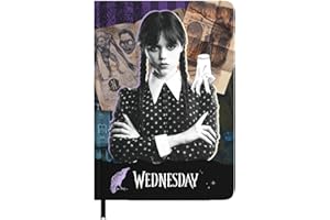 Grupo Erik Cuaderno A5 hojas blancas Miercoles Addams - Journaling notebook | Bloc de notas- Cuadernos tapa dura con marcapáginas, 192 págs