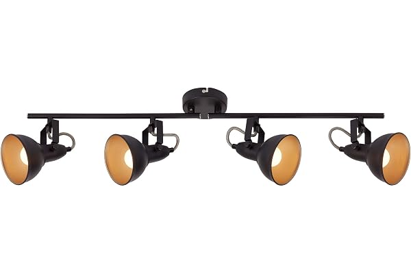 Briloner Leuchten - Plafonnier, lampe à 4 spots, spots pivotants et orientables, rétro/vintage, 4 x E14, 40 watts, métal, noir-doré, 790 x 190 mm (LxH)