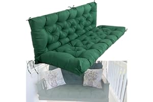 WRQIOO Garden Bench Cushion, 2 3 4 Seater Waterproof Swing Chair Cushion with Backrest&Ties, Replacement Cushions for Outdoor Furniture, Soft Outdoor Hammock Bench Pad, Perfect for Patio Porch Lawn