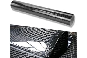 WDragon Film vinyle en fibre de carbone 3 couches 5D Noir brillant 60 x 150 cm