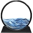 Aoderun Moving Sand Art Picture Round Frame Sandscapes in Motion Blue Ocean Deep Sea Sand Art Relaxing Toy Desktop Home Office (7")