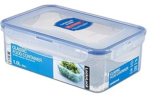 LocknLock PP Classic Vorratsdose mit Ablaufgitter | 1 L | 20,5 x 13,4 x 6,9 cm | 100 % luft- und wasserdicht | Gefrier-& Kühlschrank Organizer | Spülmaschinen-& Mikrowellengeeignet