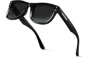 Wrimen Polarisiert-Sonnenbrille-Herren-Damen-Sonnenbrillen-UV400 Unisex Schwarz Polarisierte Brille Metallrahmen Retro Klassisch für Angeln Trekking Radfahren