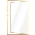 Navaris Gold Photo Frame - A5 Double Floating Brass Picture Frame for Pictures, Photos, Dried Flowers - Glass Frame for Pressed Flower - for S, M, L